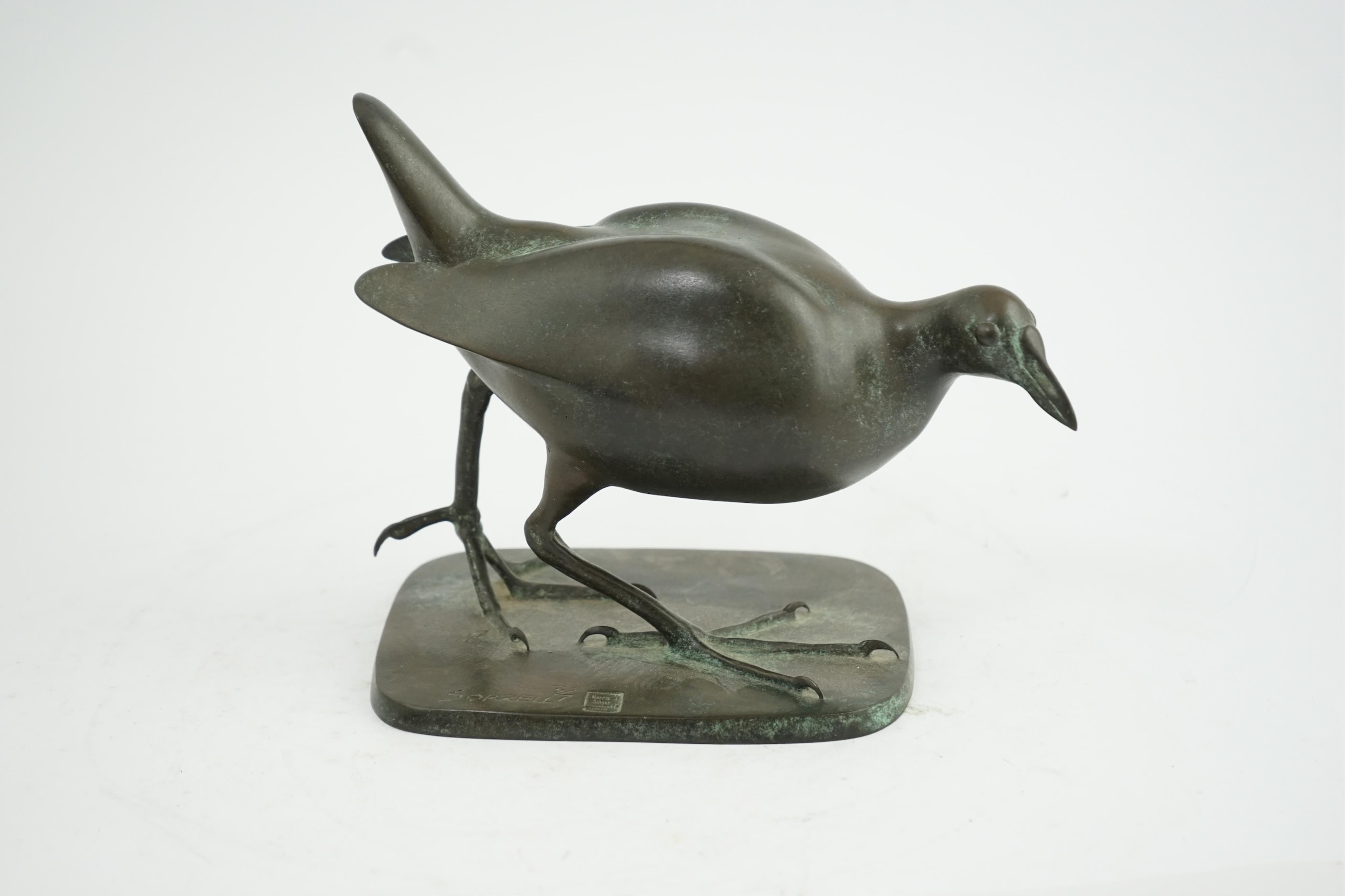 Adrian Sorrell (1932-2001). A bronze model of a moorhen